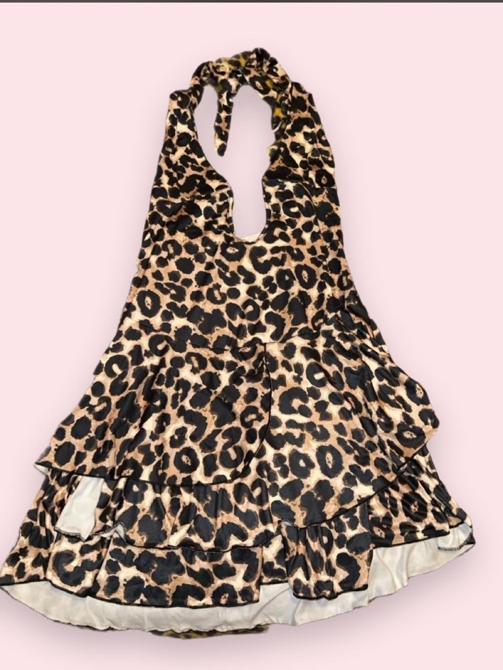 Leopard Print Halter Dress for Kids - Tan & Black